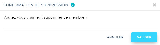 Confirmation suppression avant de retirer un proche de votre liste de membre sur GPS Santé