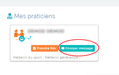 écrire à un praticien depuis le tableau de bord GPS Santé