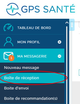 Boite de messagerie pour échanger et envoi/récupération de document médical GPS Santé