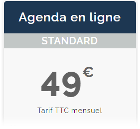 Logiciel de gestion de RDV en ligne : Tarif Agenda en ligne standard 49€